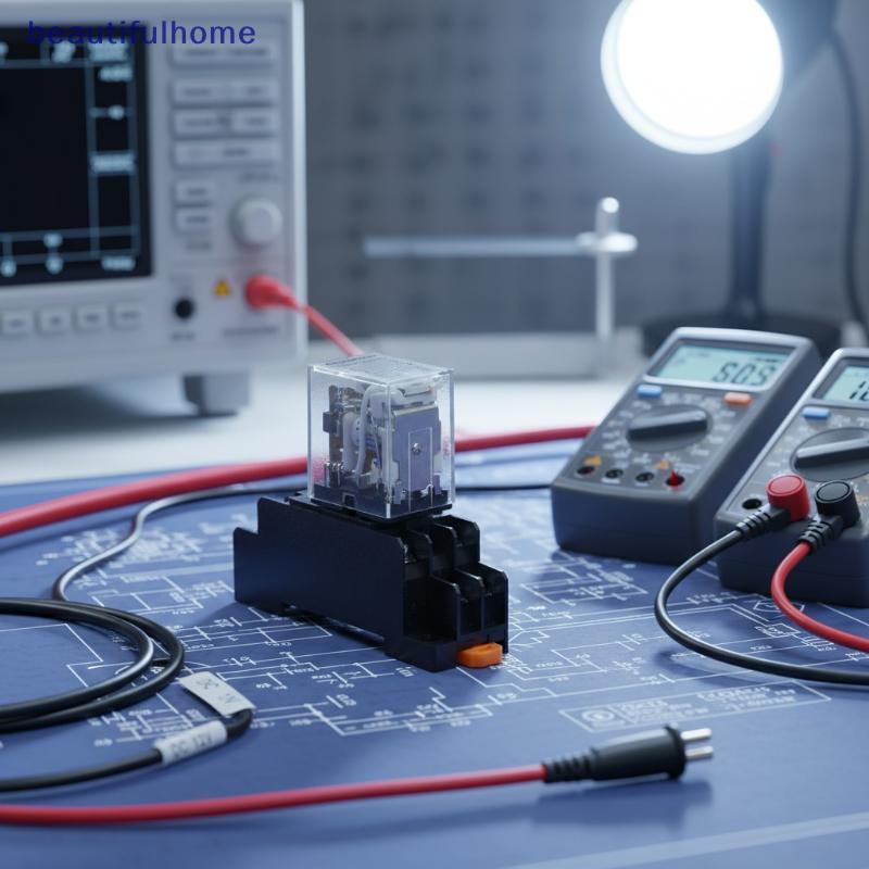 [ใหม่] Miniature Coil Generalel Ectromagnetic Intermediate Relay Switch With Base HH52P LED 12V DC/2