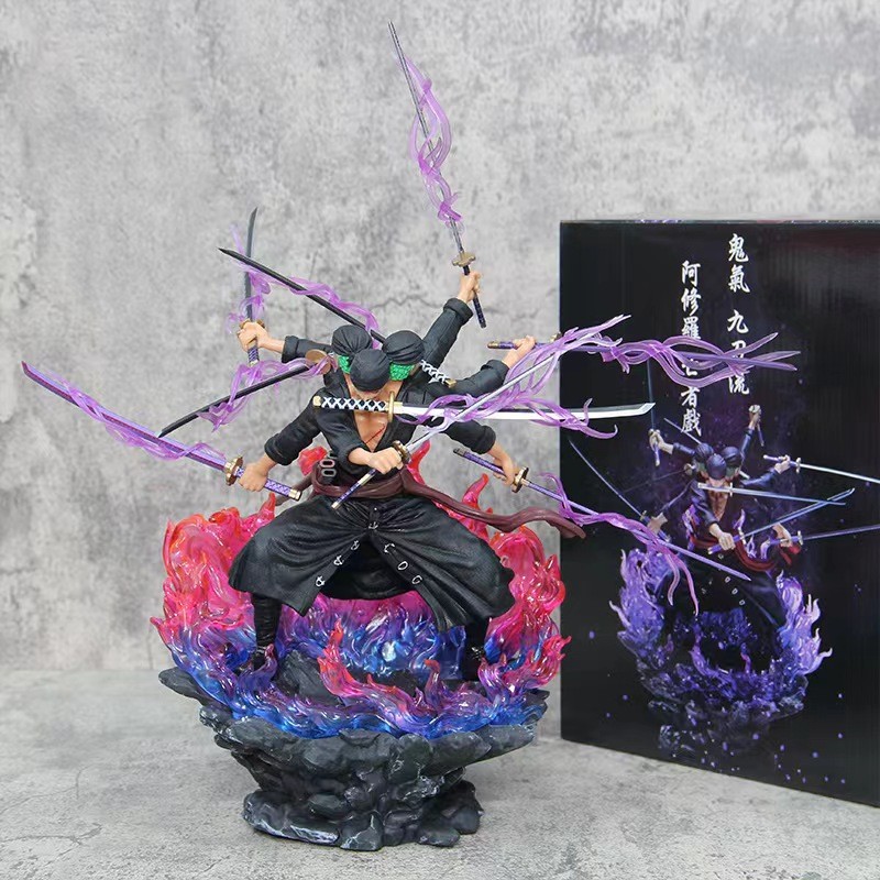 One Piece Wano Country Demon Island Asura Nine Swords Flow สามหัวหกแขน Zoro ปีศาจอินเทรนด์ Zoro รุ่น