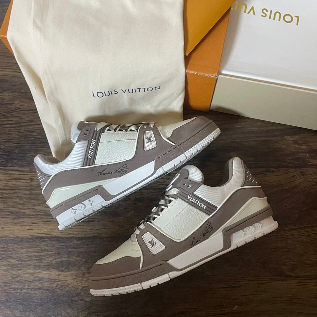 26 สไตล์ใหม่-รองเท้าผ้าใบผมตรงคู่สไตล์ค้อน Taupe Cement First Layer Frosted หนังแปรงสีรู้สึกชั้นแรกล