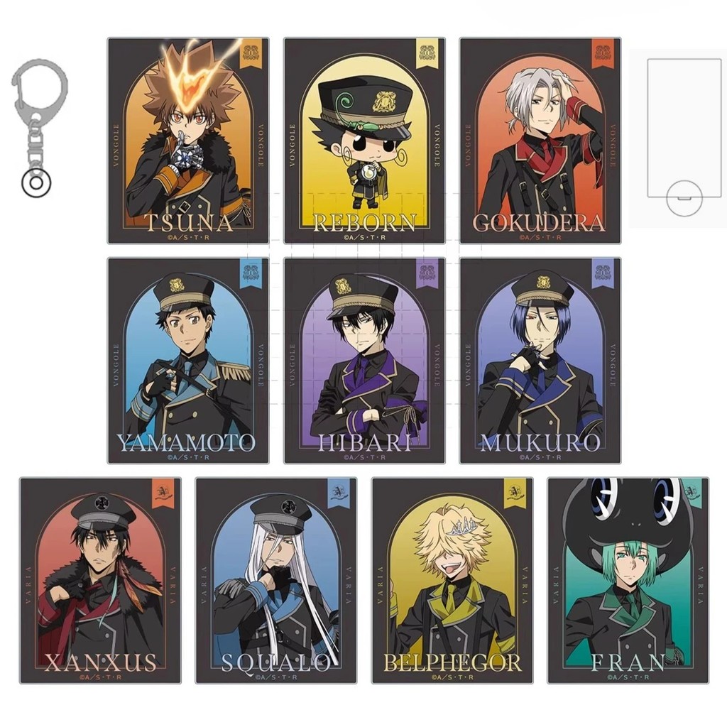 Standee อะนิเมะ Katekyo Hitman Reborn พวงกุญแจอะคริลิค Tsuna Hibari Mukuro Xanxus Squalo Reborn ตัวอ