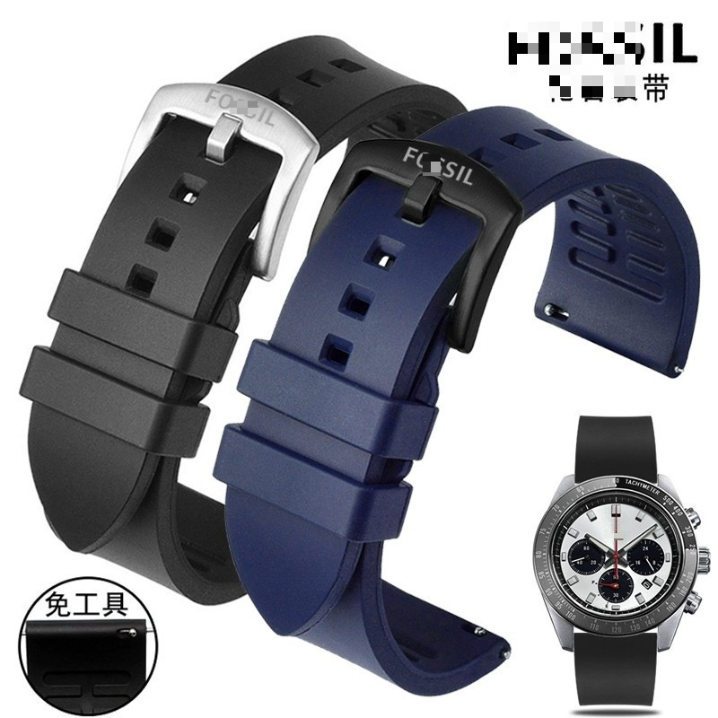 18/19/20/21/22 มม.ซิลิโคนสําหรับ FO-SIL Rubberite นาฬิกา FS4656/FS4682/FS5237 สร้อยข้อมือซิลิโคนกันน้ําผู้ชายนาฬิกาสร้อยข้อมือ