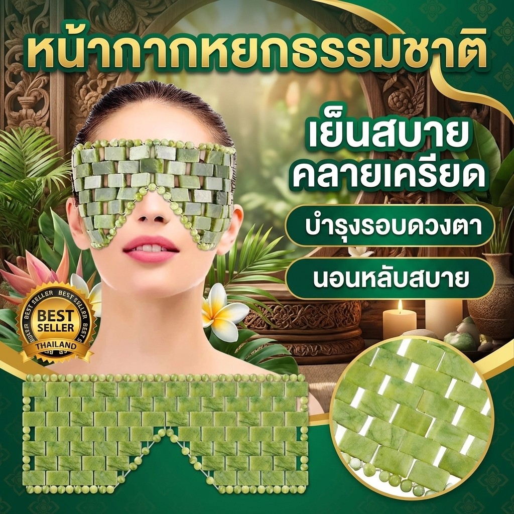 มาส์กตาหยกธรรมชาติ หินหยก สําหรับนวดรอบดวงตา ผ่อนคลาย นอนหลับ