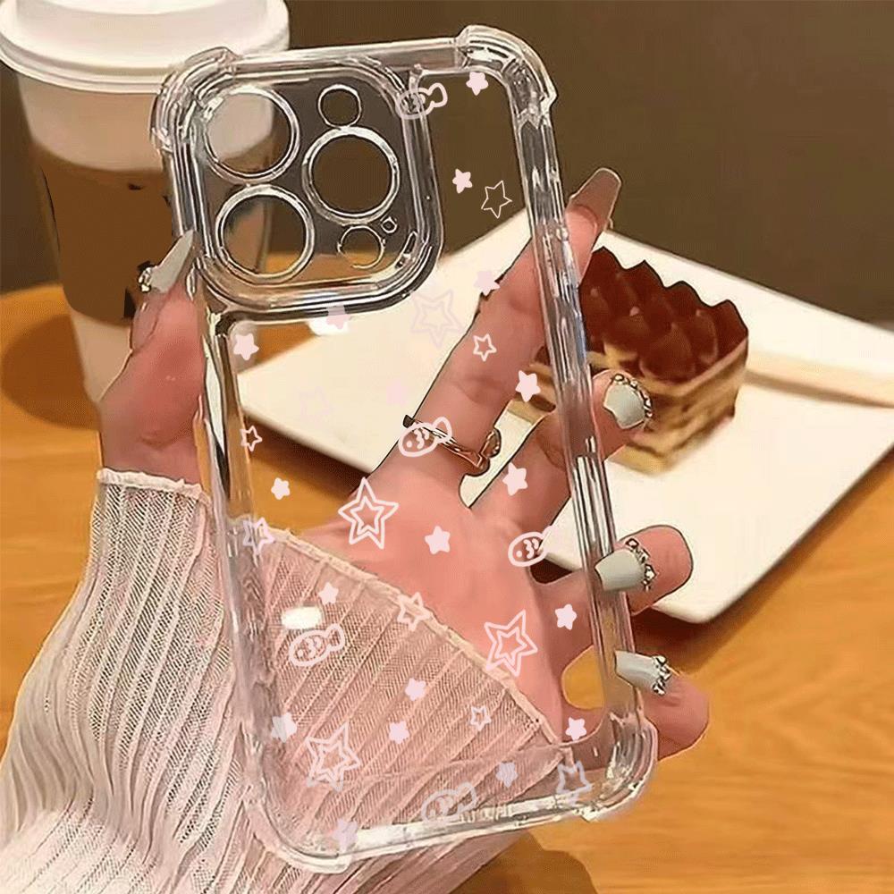 จุดแป้ง. สําหรับ iPhone 16pro 14plus เคสกันกระแทก 12 รุ่นโปร่งใสใหม่