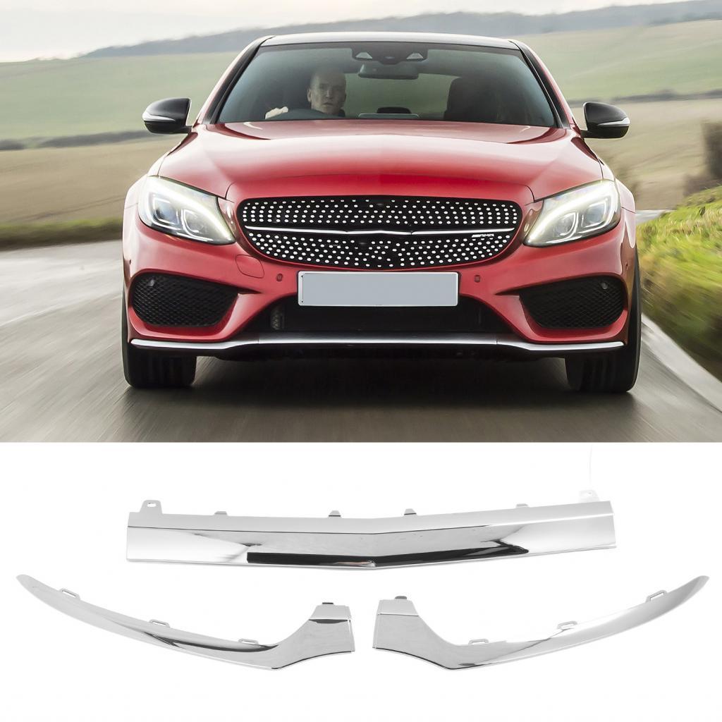 Viptool-TH กันชนด้านหน้า Chrome Trim Fit สำหรับ CClass W205 C205 A205 AMG C43 ช่วยเพิ่มจัดแต่งทรงผม