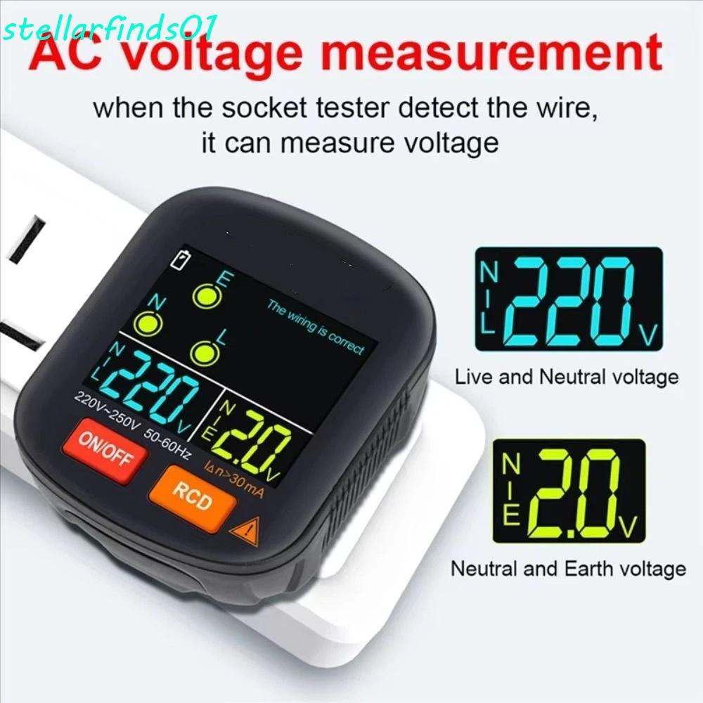STELLARFIND เครื่องทดสอบซ็อกเก็ต, Ground Zero Line Polarity Phase Socket Detector, Pro Version Rcd T