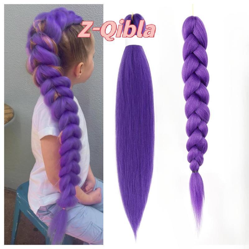 [Z-Qibla-t] วิกผมสังเคราะห์ ขนาด 26 นิ้ว สไตล์ K-Pop Rumi สีม่วง สำหรับคอสเพลย์และ DIY ทนความร้อน