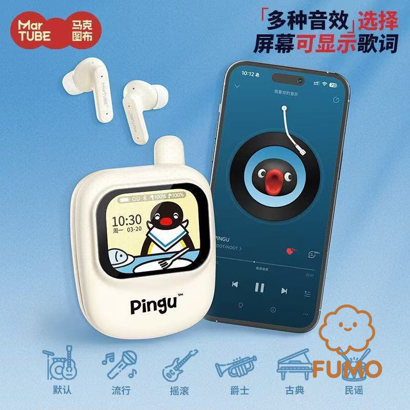 พร้อมสต็อก ของแท้ Mark Texture ผ้า Pingu Penguin หูฟัง Creative หน้าจอหูฟัง Multifunctional Penguin 