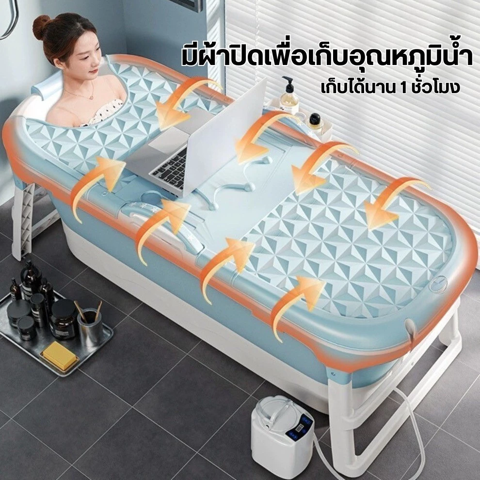 Isidoro อ่างอาบน้ำพับได้ ถังอาบน้ำพร้อมฝาปิดสำหรับผู้ใหญ่ thumbnail 3