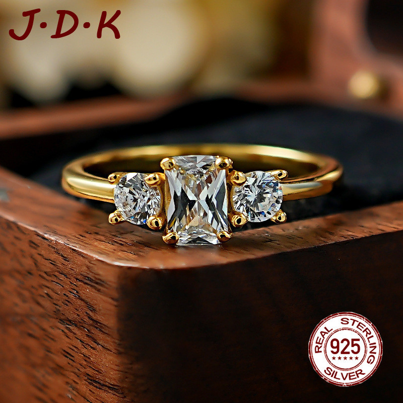 JDK 18K Gold Zircon 5A แหวนเปิดสําหรับคู่รักผู้หญิง