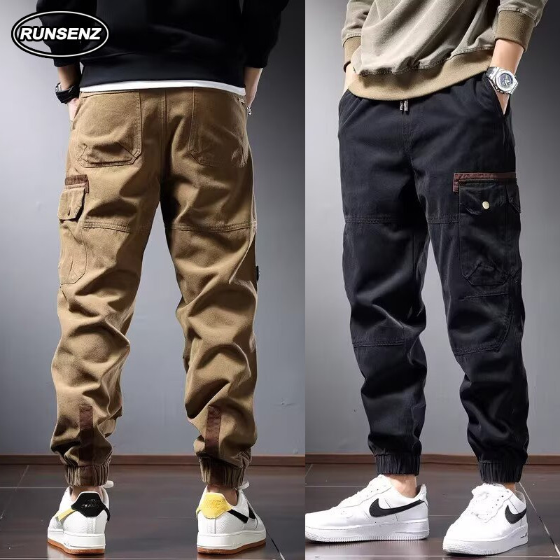 M-5XL American Vintage Cargo Pants Men Plus Size Jogger Pants Slim Fit Casual Long Pants