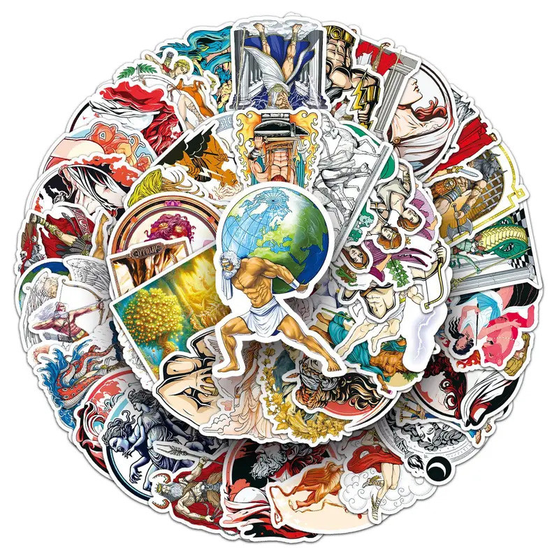 50pcs Greek Mythology Stickers for DIY Wall Luggage Laptop Waterbottle Book Waterproof Sticker