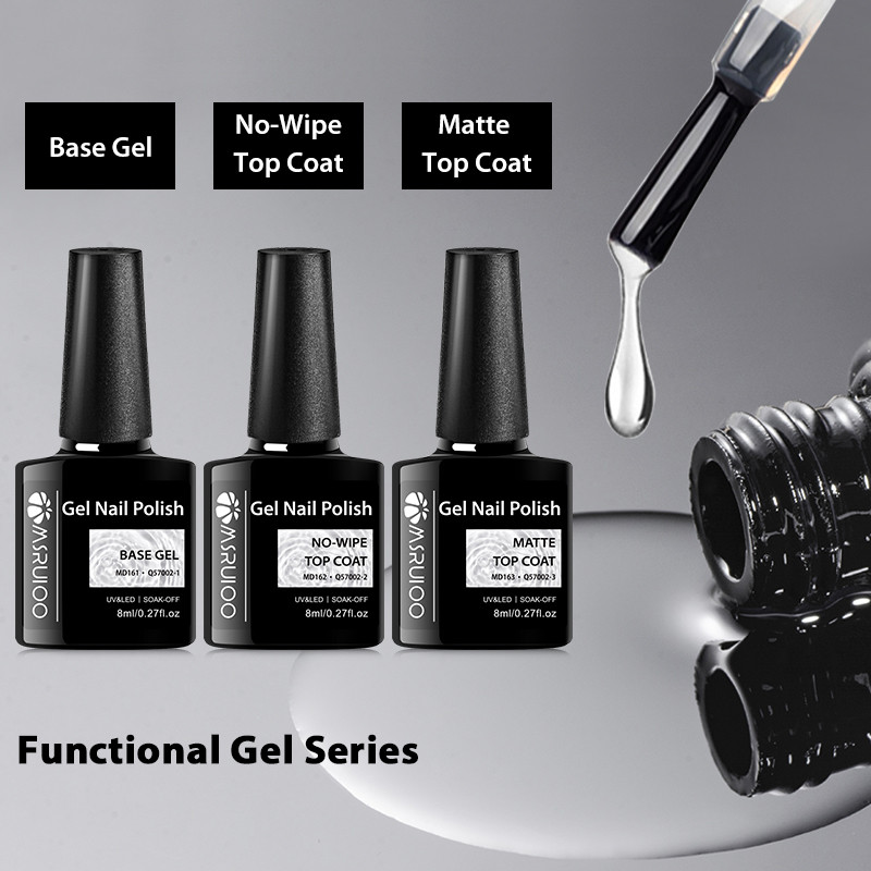 MSRUIOO Function Gel Base Gel No-wipe Top Coat Matte Top Coat ใช้งานง่าย Uv/led เจล Soak-off ติดทนนา