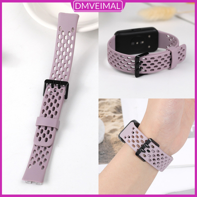 สายนาฬิกากีฬาซิลิโคน for Huawei Band 10 9 8 NFC Strap กีฬาซอฟท์เปลี่ยนสายรัดข้อมือสายรัดข้อมือระบายอากาศกับสายยาง