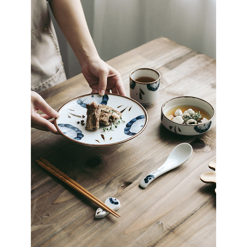 Ins Tableware One-Person ชามอาหารจานเดี่ยว One-Person One ชุดจานประณีตชุดคู่ 2-Person น่ารักสร้างสรร