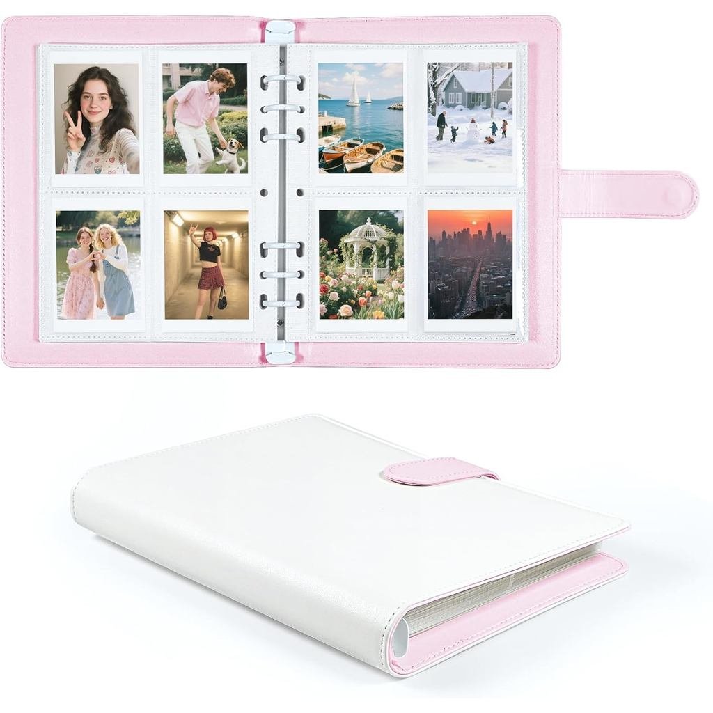 เติมอัลบั้มหนัง PU A5 Photocard Binder ปรับหน้า,200 กระเป๋า,เข้ากันได้กับ Fujifilm Instax Mini 12 11