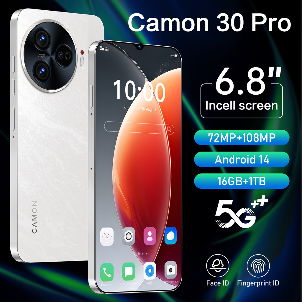 smartphone Camon 30 Pro 5G Hot Pick | โทรศัพท์ขนาด 9300 6+256GB 5G | กล้องความละเอียดสูง 72MP + 108M
