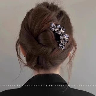 ผู้หญิง 4 ฟัน U-รูป Hairpin Rhinestone Pearl Hair เข็มกลัดแฟชั่นเกาหลีอุปกรณ์เสริมผม