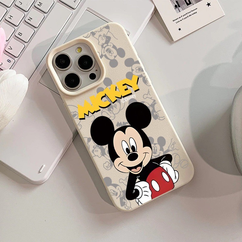 นุ่มและกันกระแทก หนัง เคสไอโฟน สำหรับ iPhone 16 15 PROMAX 14 13 PRO 12 11 Pro Max XR XS 7 8Pมิกกี้ครอบงำ - รูปที่ 3