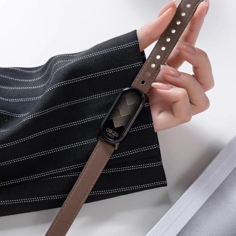สายหนังแท้แบบเรียบหรู แบนด์และสายข้อมือสำหรับเปลี่ยน for Smartwatch Xiaomi Mi Band 10 9 8 NFC for Xiaomi Mi Band 10 9 8 - รูปที่ 4