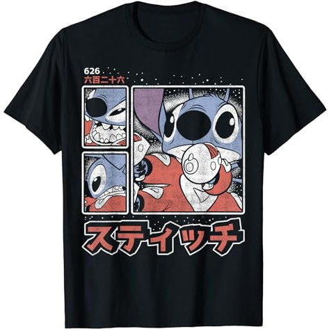 เสื้อยืด Disney Lilo & Stitch 626 Stitch Day Kanji Panels