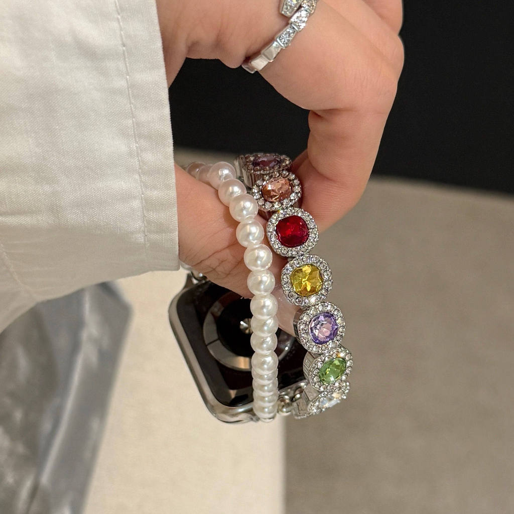 Iwatchs10 Strap เหมาะสําหรับ Apple S11 Watch 987se Color Diamond Metal gt6/5 Huawei fit4 สร้อยข้อมือ