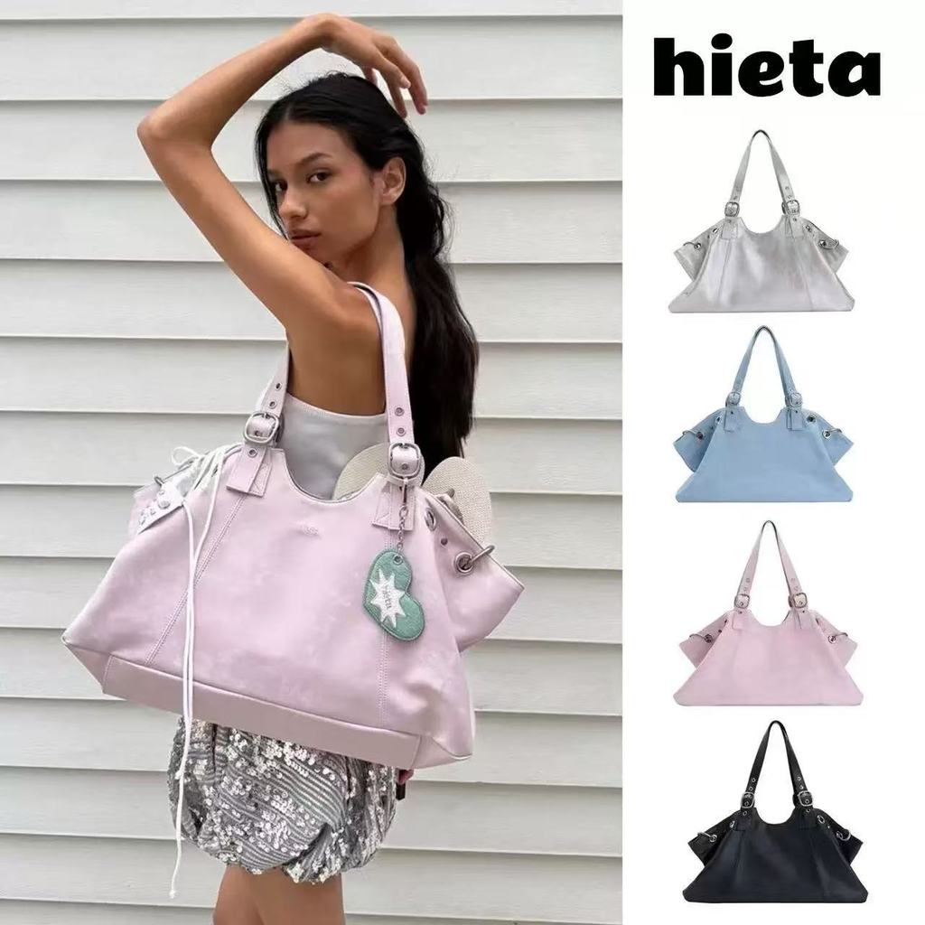 เกาหลี Niche 5 ใหม่ Hieta Rivet Tote กระเป๋า ik ขนาดใหญ่ความจุแฟชั่น All-Match กระเป๋าสะพาย