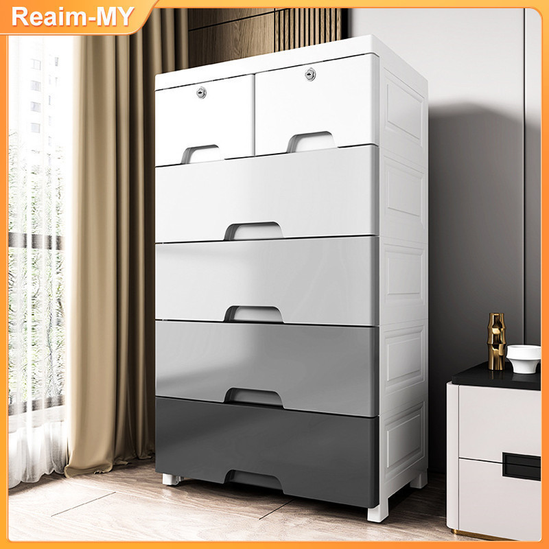 Drawer Cabinet Clothes With Lock Multipurpose Drawer Storage Cabinet Wardrobe Almari Baju plastik Or