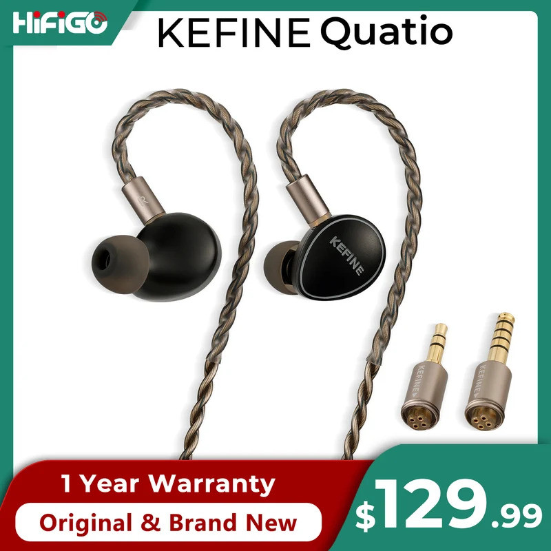 KEFINE Quatio 2DD + 2BA Hybrid Drivers หูฟังชนิดใส่ในหูพร้อมหัวฉีดปรับแต่งเปลี่ยนได้ 3.5 มม. + 4.4 ม