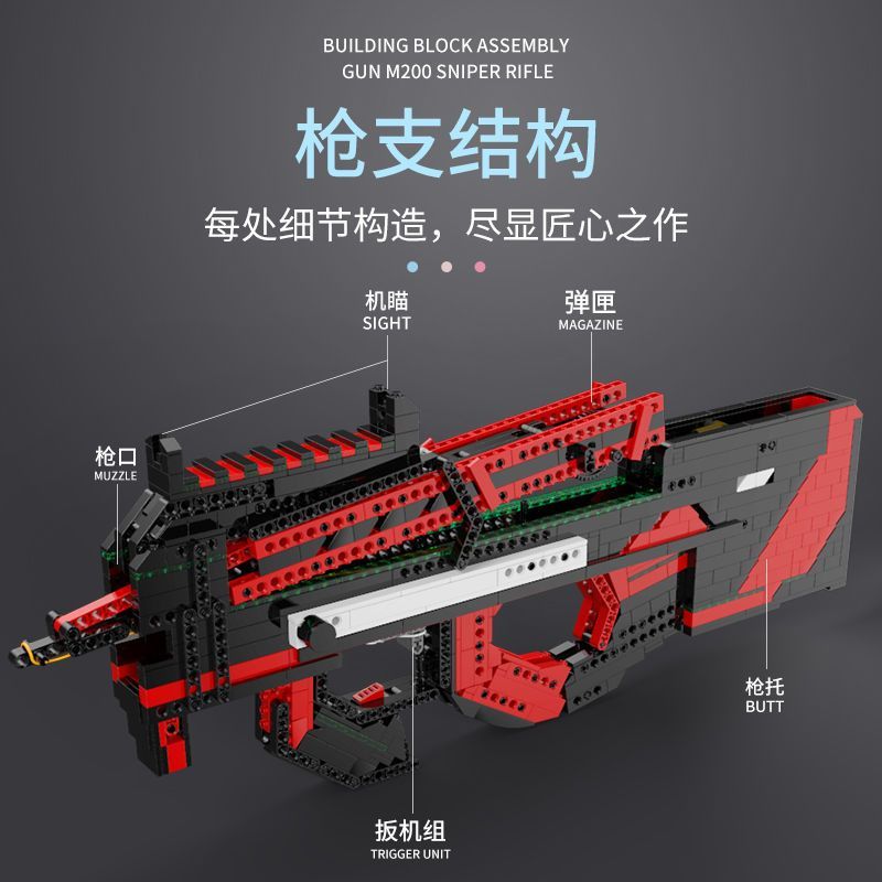 ใช้งานร่วมกับ Lego P90 Building Block Gun Ersimov Submachine Gun moc อาวุธสามารถ Burst ยางรัดการศึกษ