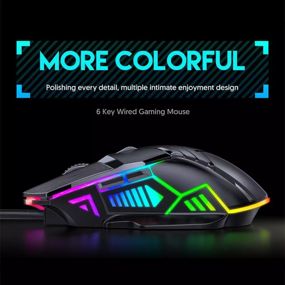 เมาส์เล่นเกม HW USB มีสาย RGB 6 ปุ่ม รุ่น J3Z5 thumbnail 4