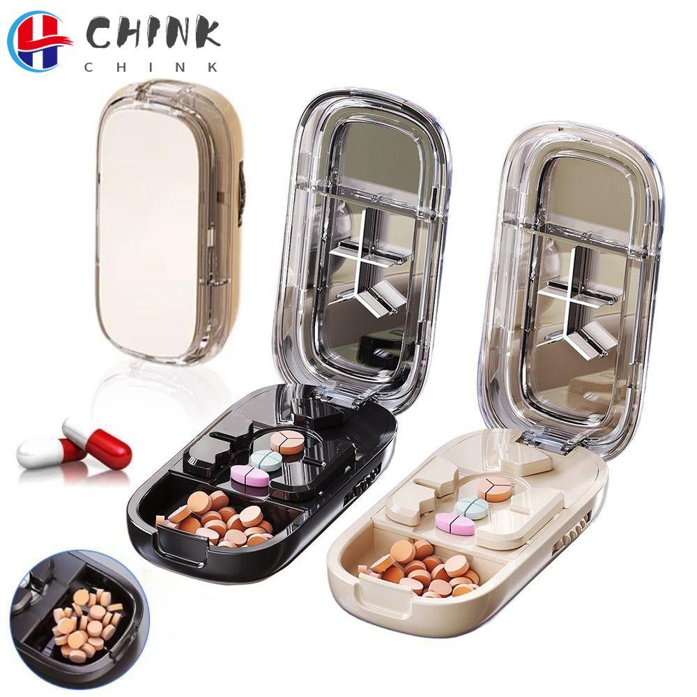 CHINK Quartering Pill Cutter, Divider Organizer เม็ดยากล่องเก็บ,กันฝุ่น Crusher Pill Cutter สําหรับย