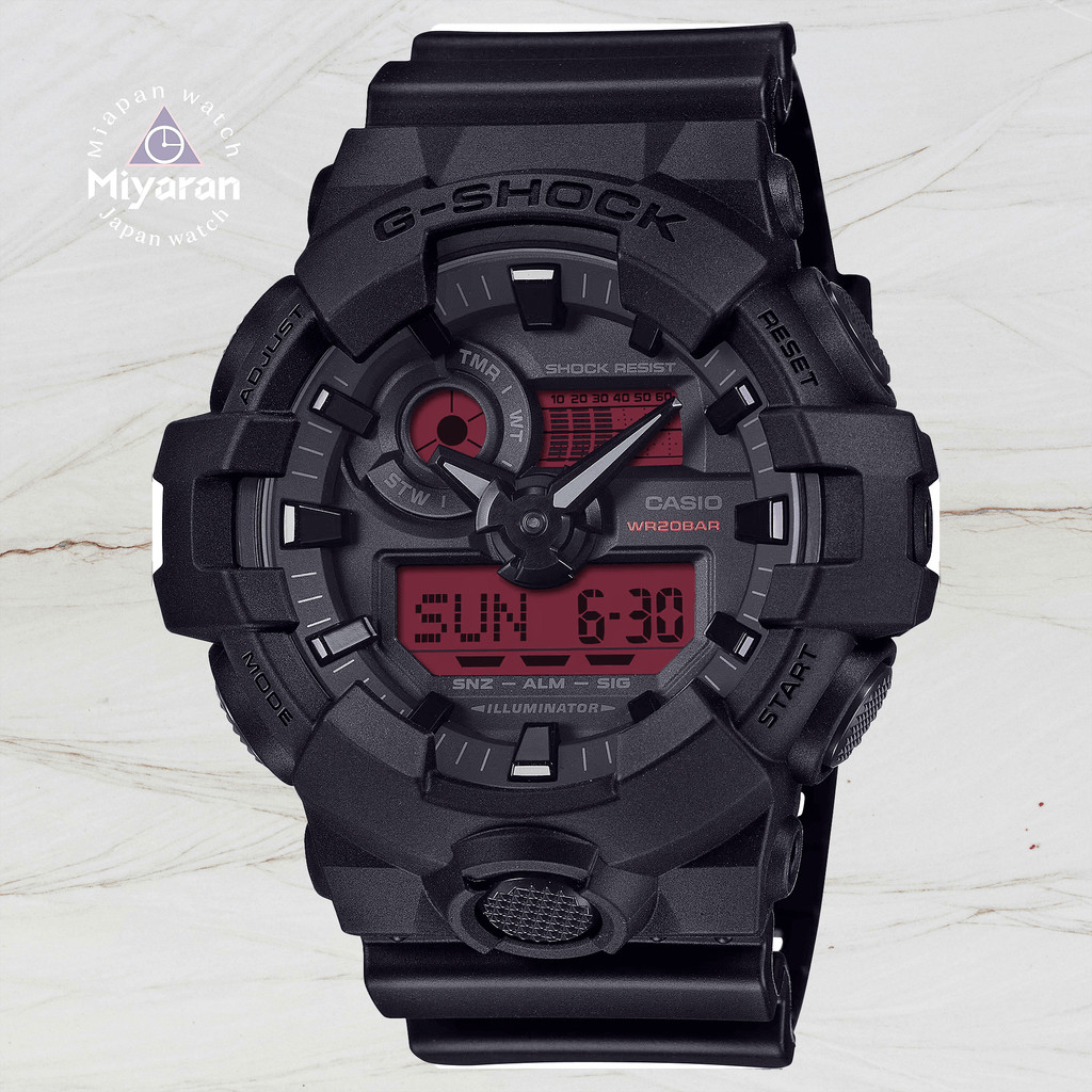 Casio G-shock GA-700BBR-1AJF นาฬิกาดิจิตอลแบบอนาล็อก แสดงเวลาโลก ตัวจับเวลา LED ตัวเรือน/สายเรซิน กร