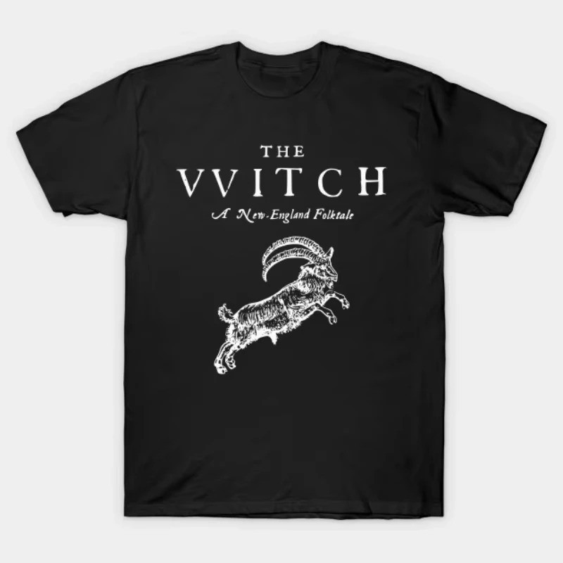 เสื้อยืดเรื่องเล่าพื้นบ้านของนิวอิงแลนด์ The VVITCHใหม่ เสื้อยืดแขนสั้นคอวี 100% ผ้าฝ้าย เสื้อลำลองสำหรับผู้ชาย
