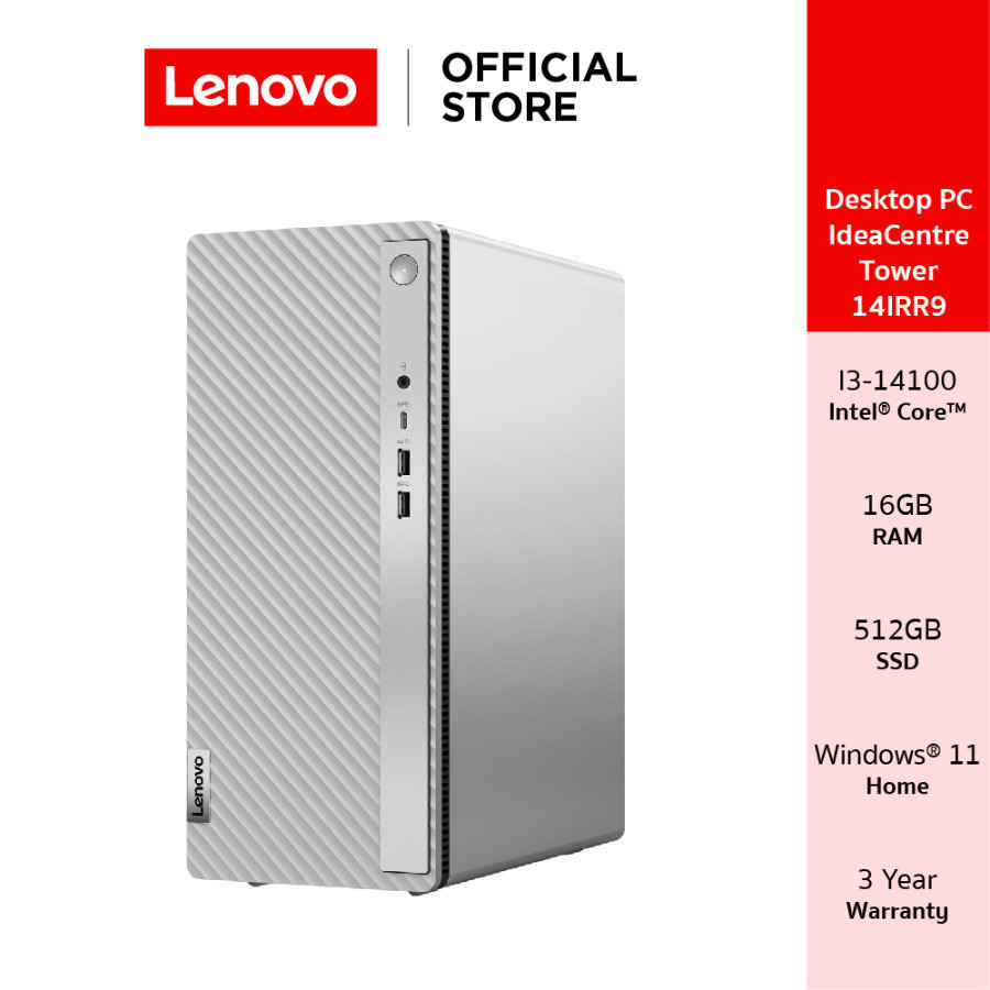 Lenovo IdeaCentre Tower 14IRR9(90X2006ETA)DESKTOP PC Intel Core i3-14100 16GB SSD 512GB