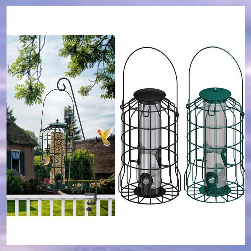 Bird Deterrent Feeder กันสนิมแขวน Bird Feeder กรงสําหรับ Garden Backyard กระรอก Wild Bird Feeder สีเ