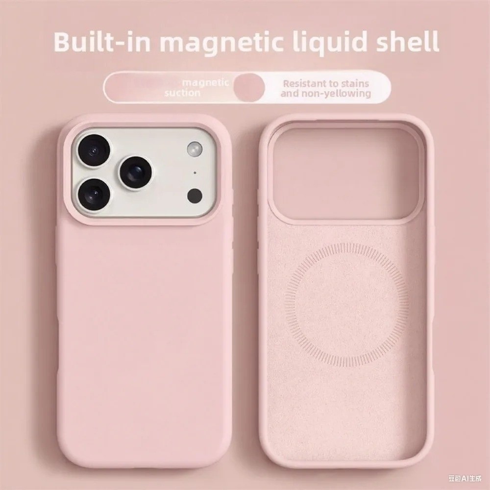 ซิลิโคนเหลวคุณภาพสูง N52 เคสโทรศัพท์แม่เหล็กสําหรับ iPhone 17 16 Pro Max 17Pro Air Matte Anti-ลายนิ้วมือปลอกกันกระแทก Antipaste ในตัว Flannel กันชนนุ่มปกหลัง
