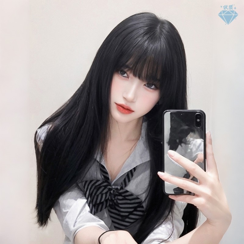 วิกผมยาว wig วิกผมหญิงผมยาวตรงแบบเต็มศีรษะสไตล์ Kawagami Tomie สำหรับcosplay ฮาโลวีน