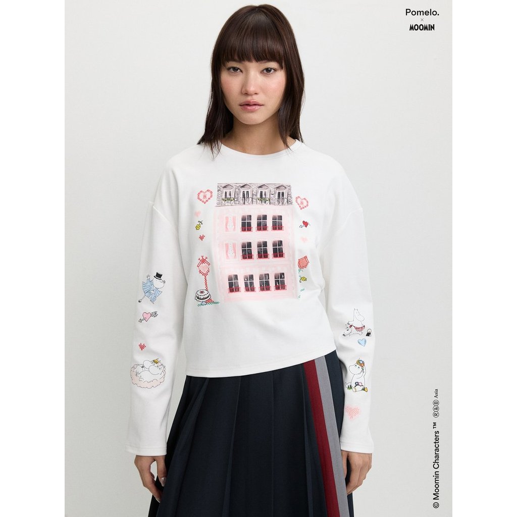 [Pomelo] Pomelo. x Moomin เสื้อแขนยาวพิมพ์ลาย / Pomelo. x Moomin Graphic Print Sweatshirt