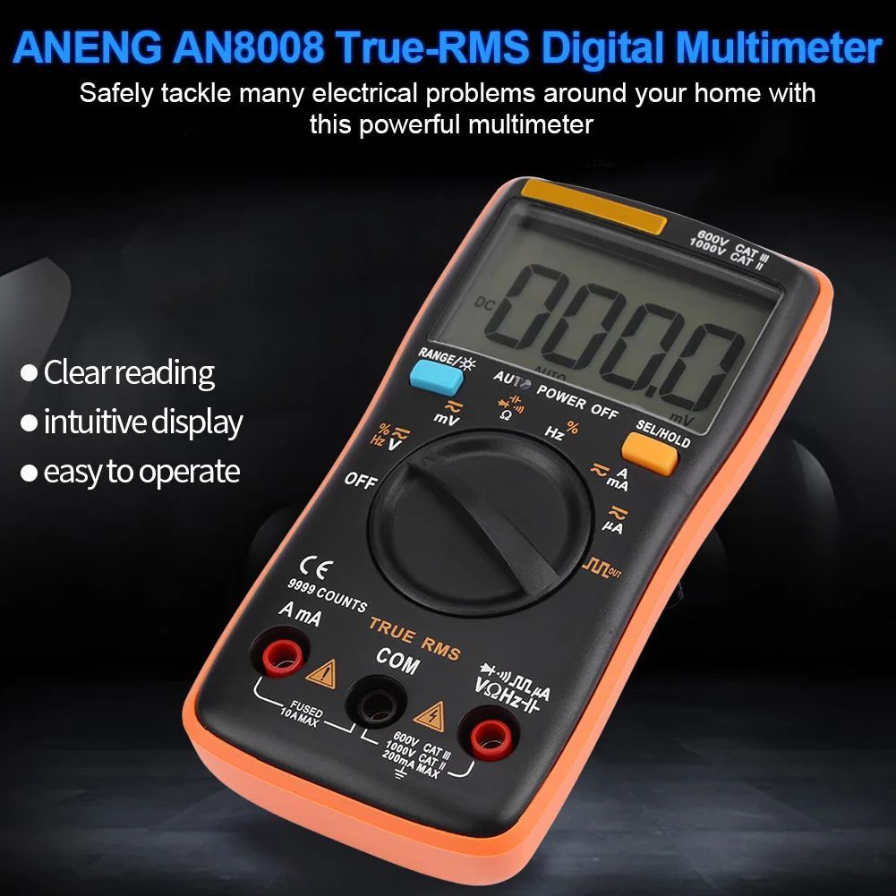 AN8008 True RMS มัลติมิเตอร์แบบดิจิตอล AC แรงดันไฟฟ้าแอมป์มิเตอร์ Current Ohm Meter Current Meter Oh
