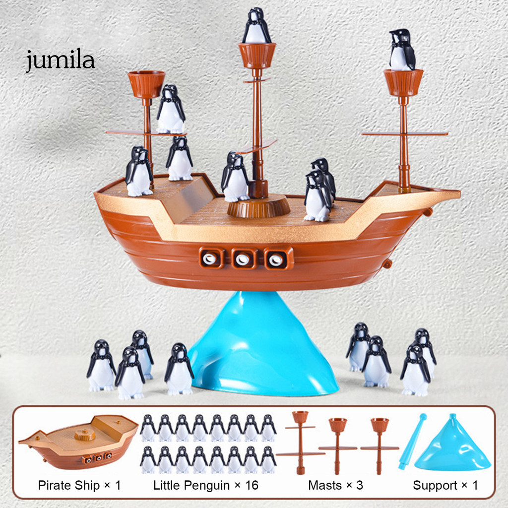 [JU] Penguin Pirate Ship Balancing Game Kids Balance Toy Penguin Pirate Ship Balance Toy Educational