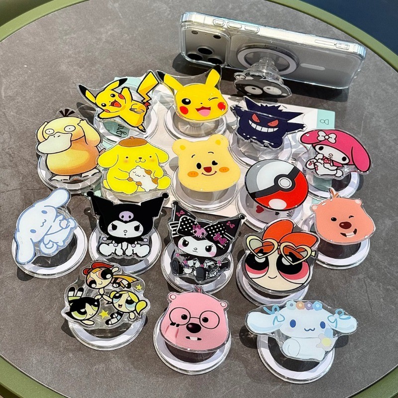 ที่วางขาตั้งแม่เหล็กการ์ตูน Pikachu Gengar Poké Ball ขาตั้งโทรศัพท์ 360 หมุนได้ Retractable Universal Phone Grip สําหรับโทรศัพท์ทั้งหมด Magsafe