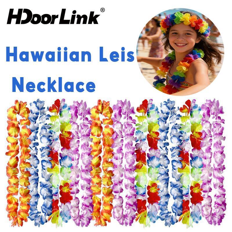 HdoorLink สร้อยคอดอกไม้ฮาวาย Leis พวงมาลัยประดิษฐ์ฮาวาย Beach Party ตกแต่งชุดแฟนซี Luau งานแต่งงานวันเกิดคอสเพลย์