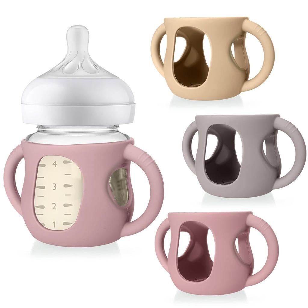 Juome ปลอกซิลิโคนพร้อมที่จับสําหรับ Avent Natural Glass ขวดนม-3 แพ็ค Anti Breakage ขวดนมสําหรับ Phil