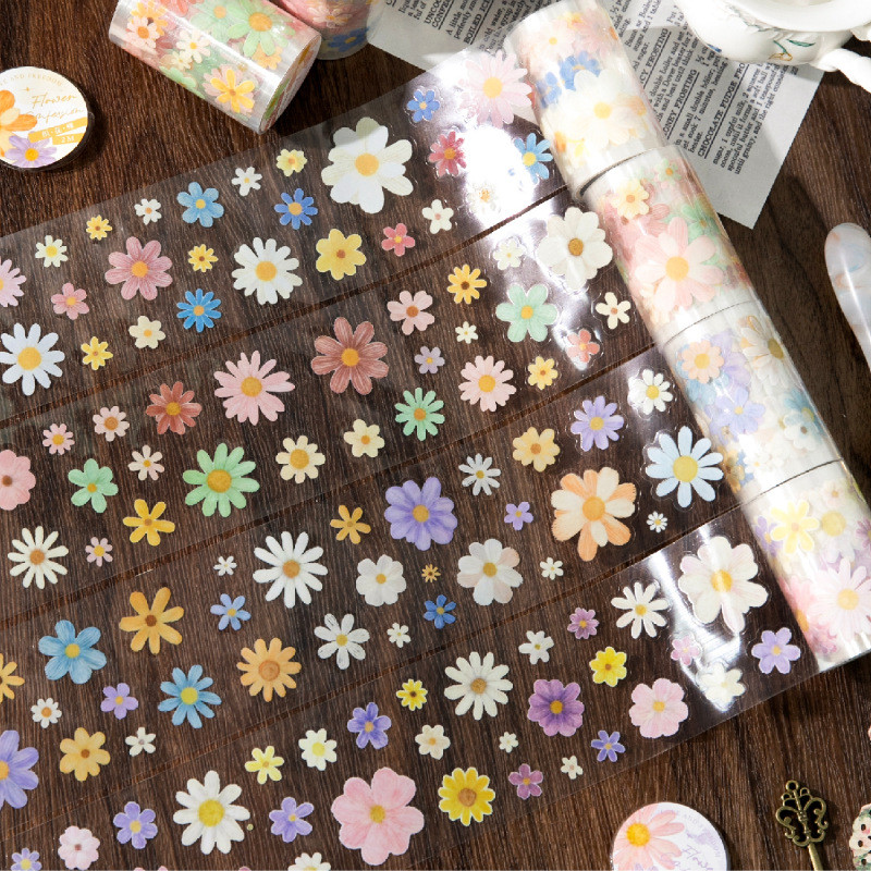 P PET Special Oil Mold Cut Tape Daisy Notes Cloud Series Fresh Material Handbook diy สติ๊กเกอร์ตกแต่ง