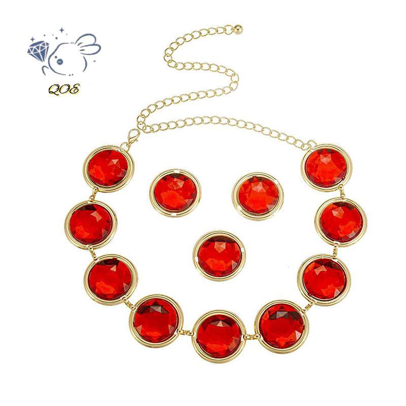 [QOE] 1 ชิ้น/1 ชุดผู้หญิงอะนิเมะคอสเพลย์เข็มขัดเอวอัญมณีสีแดงเข็มขัดโลหะ Vinatge ลูกปัดสําหรับฮาโลวี