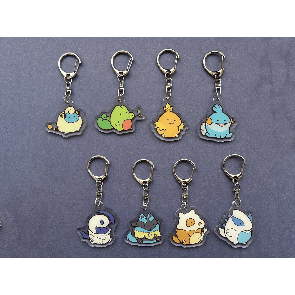 ใหม่อะนิเมะเกมอะคริลิคพวงกุญแจรถจี้การ์ตูนน่ารัก Lucario Lugia Absol Mudkip Cubone Torchiic Mareep T