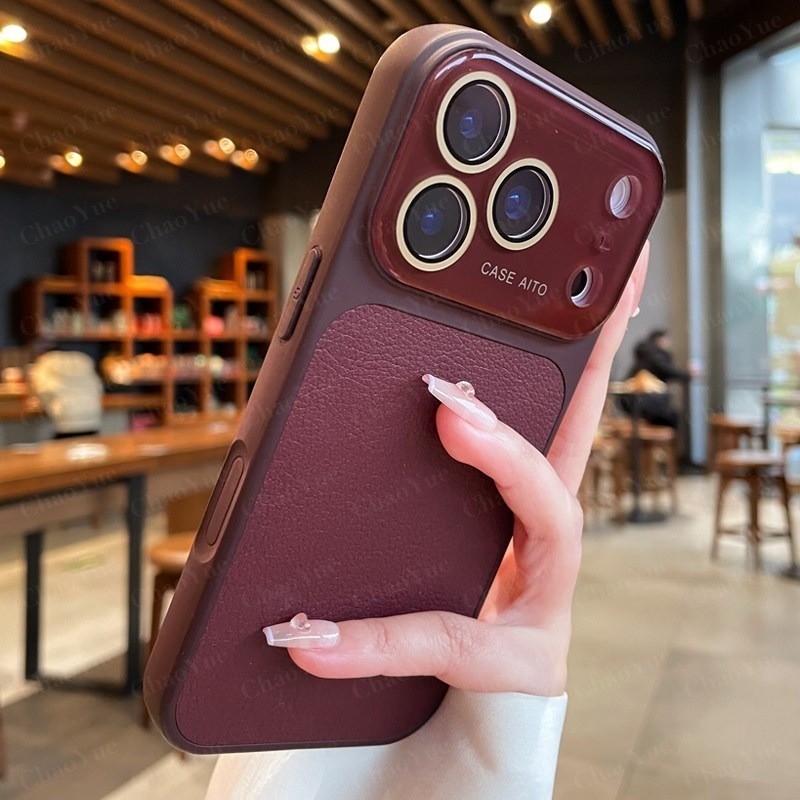 เคสโทรศัพท์หรู หนังแท้ ขนาดใหญ่ ลายลิ้นจี่ รูปที่ 7
