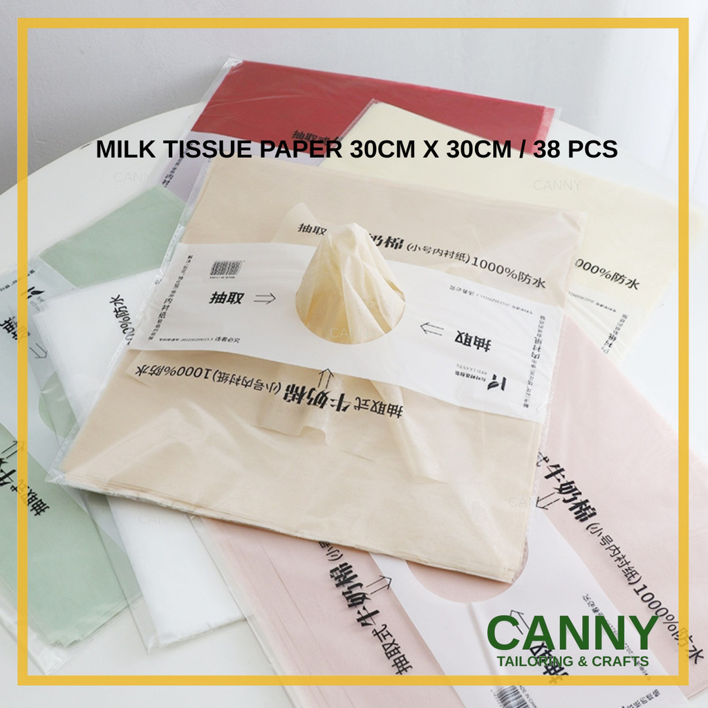 MILK TISSUE PAPER 30CM X 30CM / 38 PCS / FLOWER PACKAGING PAPER TISSUE WRAPPING PAPER MILK