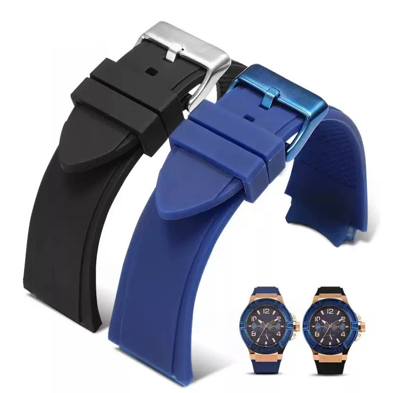 สําหรับ Guess W0247G3 W0040G3 W0040G7 นาฬิกายี่ห้อ sport สายนาฬิกายาง 22 มม.สีฟ้าสีดํายางซิลิโคนสร้อ