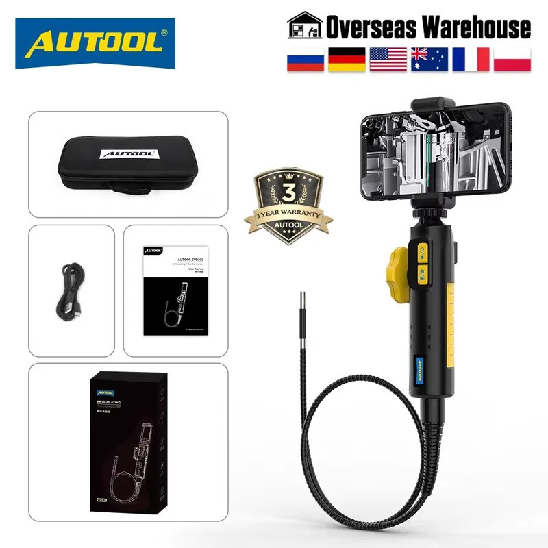 AUTOOL รถอุตสาหกรรม Endoscope SVB302 กล้องตรวจสอบยานยนต์ USB Video Borescope สําหรับโทรศัพท์มือถือกั
